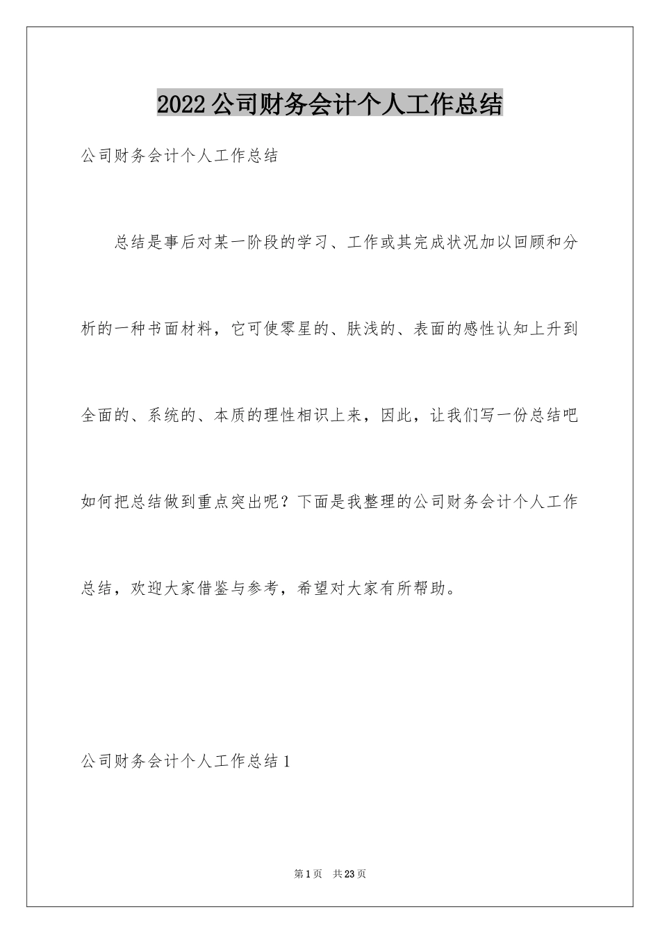 2024公司财务会计个人工作总结_1_第1页