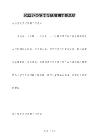 2024办公室文员试用期工作总结_18