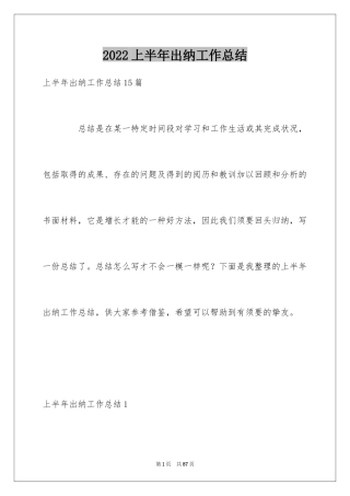 2024上半年出纳工作总结_1