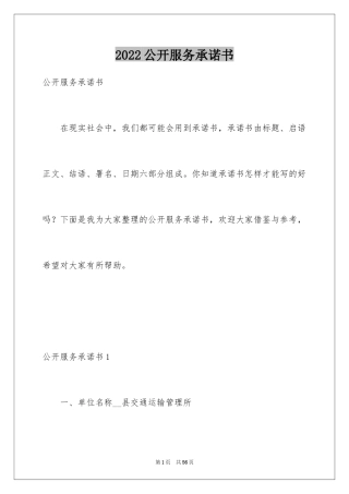 2024公开服务承诺书