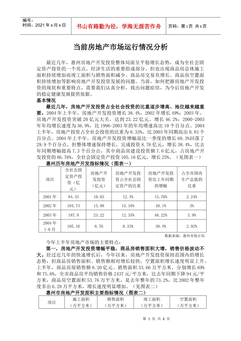 广东惠州房地产市场报告_第1页