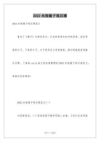2024央视镜子观后感