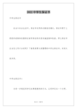 2024中学生保证书