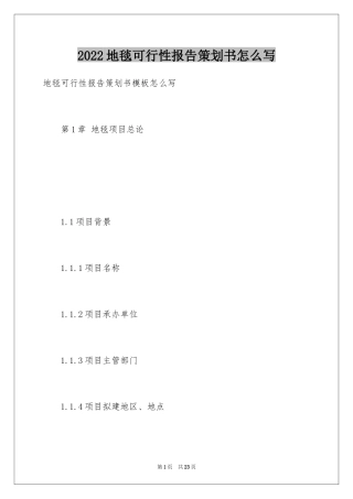 2024地毯可行性报告策划书怎么写