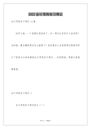 2024会计顶岗实习周记 