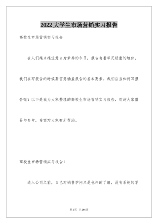2024大学生市场营销实习报告