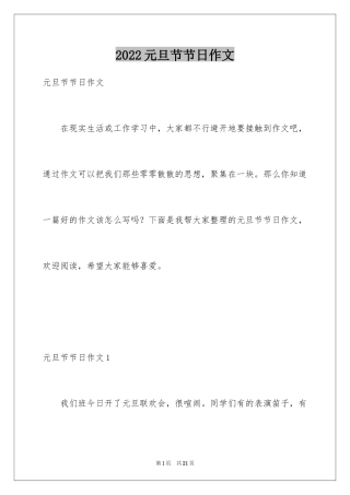 2024元旦节节日作文