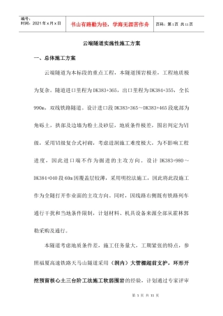 隧道实施性施工方案