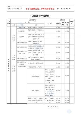 房地产项目开发计划模板secret