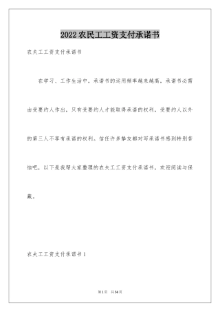 2024农民工工资支付承诺书_1