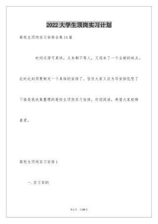 2024大学生顶岗实习计划