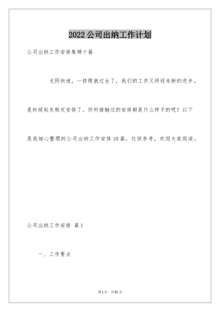 2024公司出纳工作计划_2