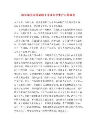 2024年县安监局职工企业安全生产心得体会 