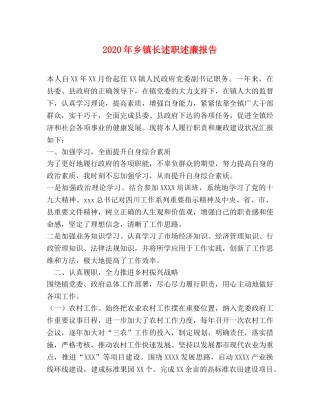 2024年乡镇长述职述廉报告 