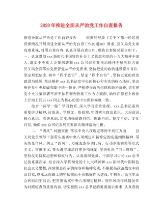 2024年推进全面从严治党工作自查报告 