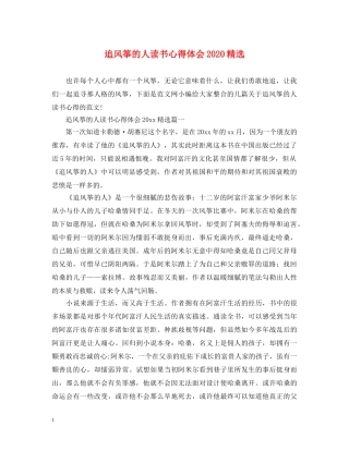 追风筝的人读书心得体会2024精选 