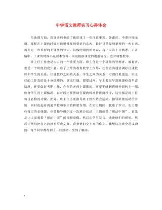 中学语文教师实习心得体会 