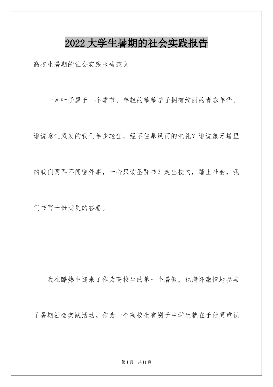 2024大学生暑期的社会实践报告_第1页