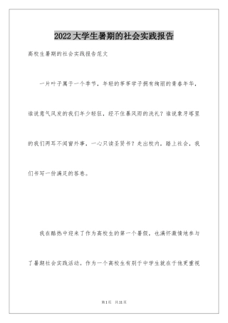 2024大学生暑期的社会实践报告