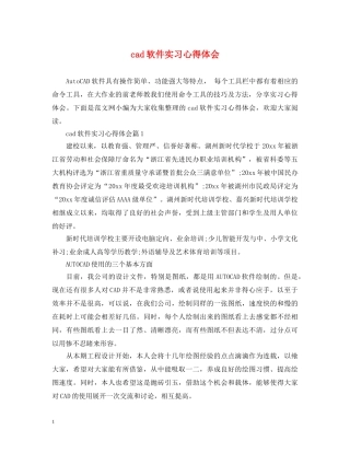 cad软件实习心得体会 