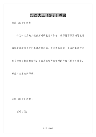 2024大班《影子》教案