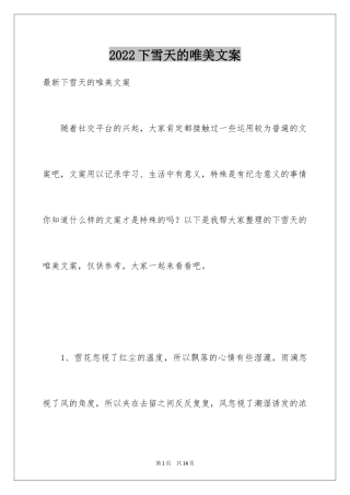 2024下雪天的唯美文案