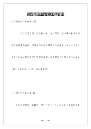 2024大三团支部工作计划