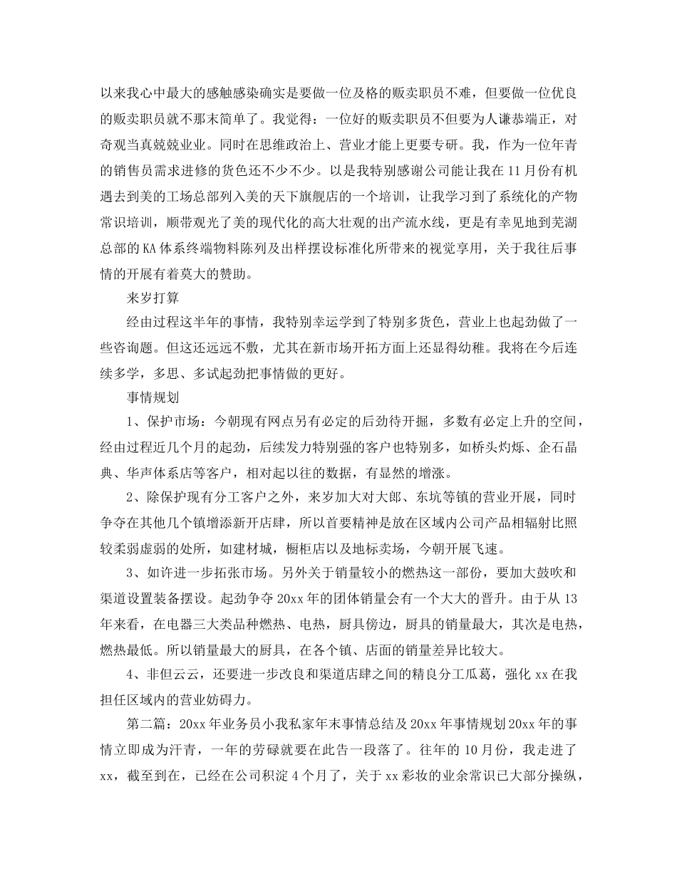 最新（总结范文）2024年业务员个人年终工作总结及年工作参考计划 _第3页