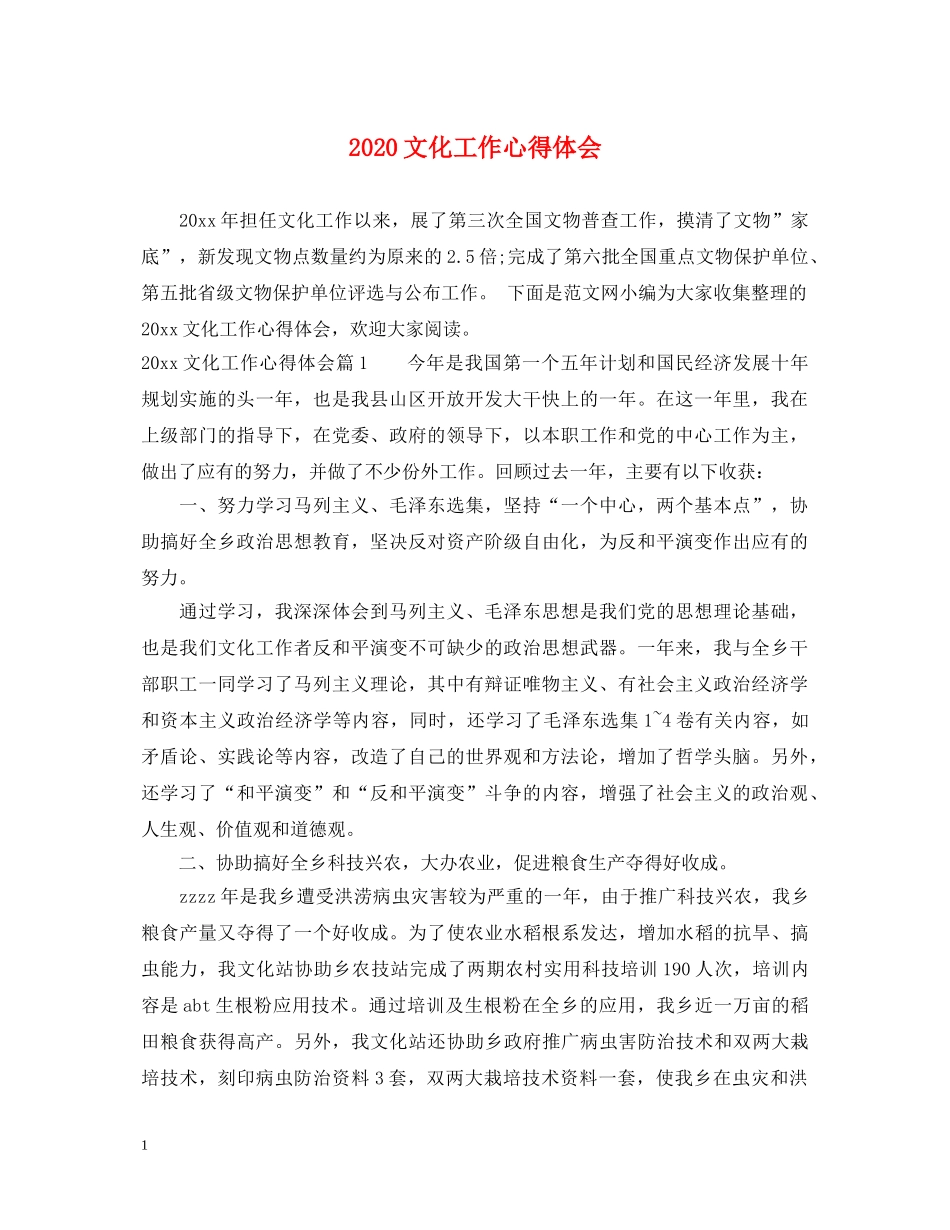 2024文化工作心得体会 (000002)_第1页