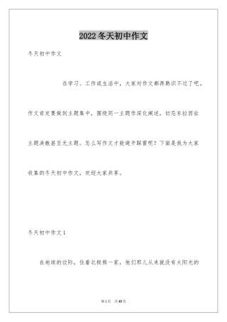 2024冬天初中作文_3