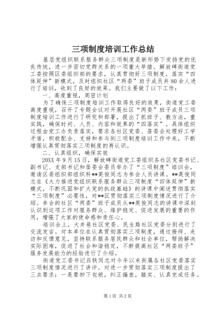 三项制度培训工作总结 