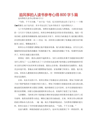 追风筝的人读书参考心得800字5篇 