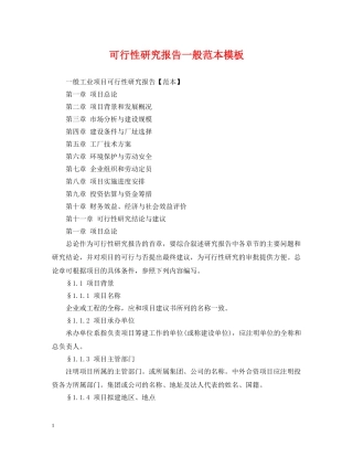 可行性研究报告一般范本模板 