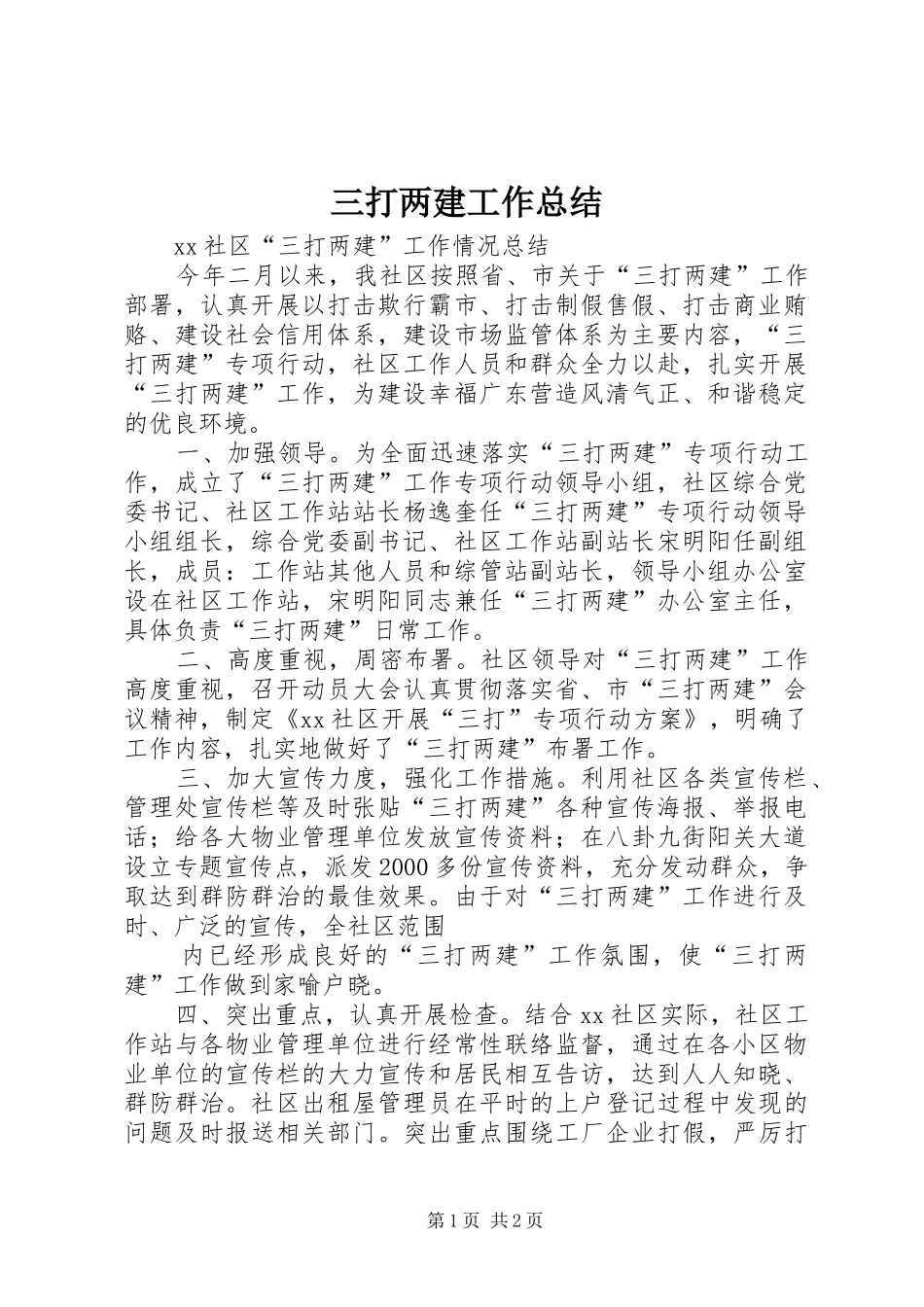 三打两建工作总结 _第1页