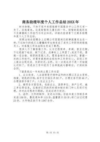 商务助理年度个人工作总结20XX年
