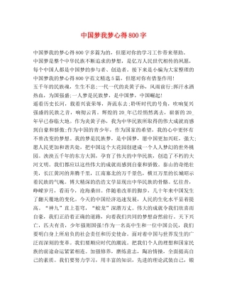 中国梦我梦心得800字 