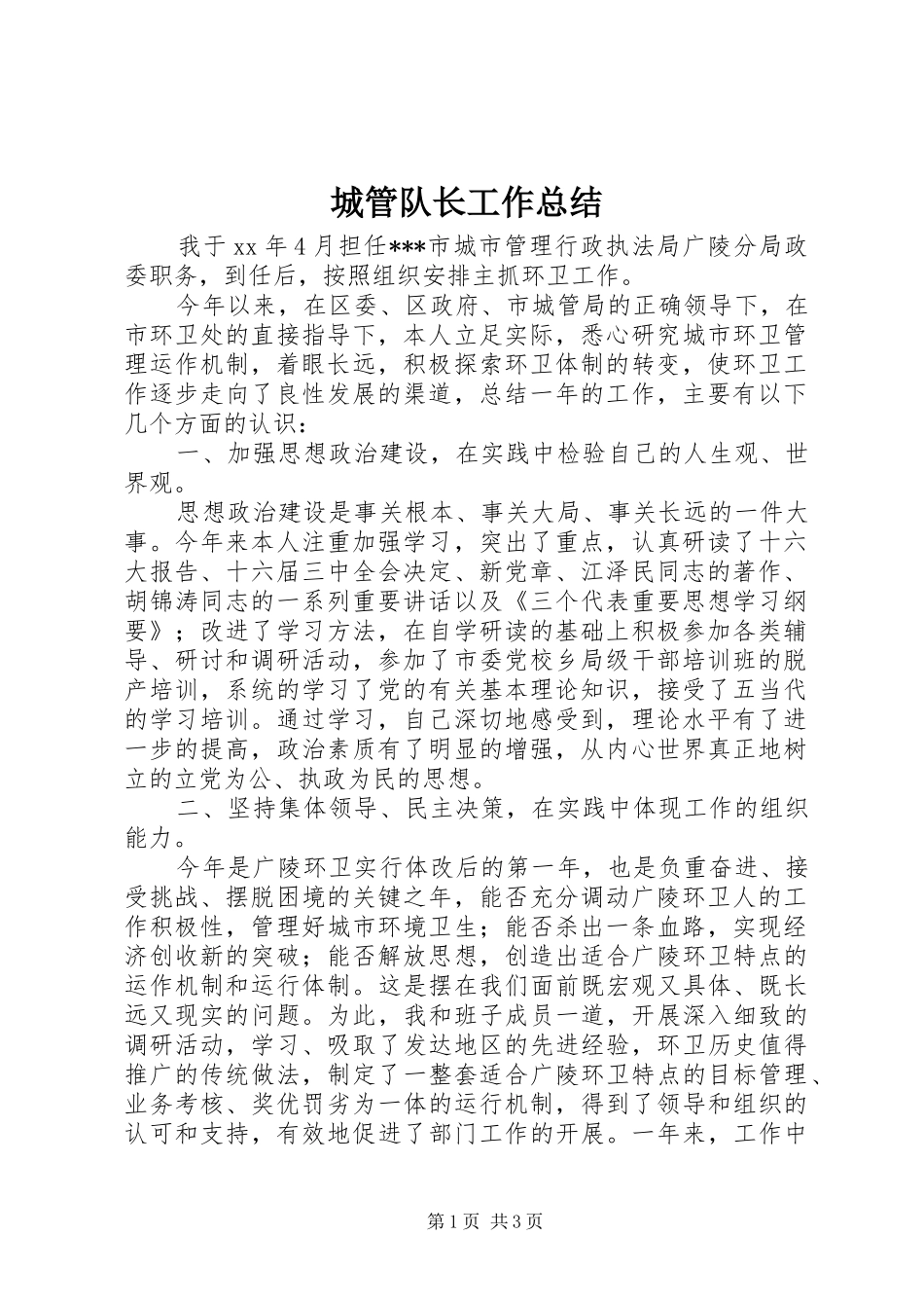 城管队长工作总结 _第1页