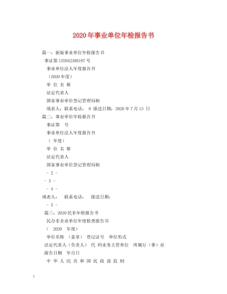 2024年事业单位年检报告书 