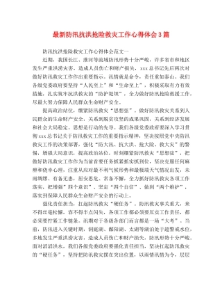最新防汛抗洪抢险救灾工作心得体会3篇 