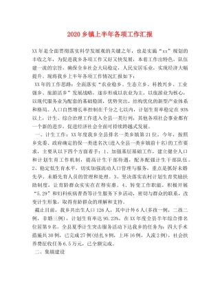 2024乡镇上半年各项工作汇报 