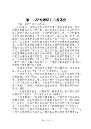 第一书记专题学习体会心得3