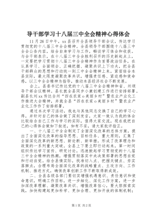 导干部学习十八届三中全会精神体会心得