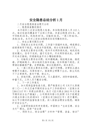 安全隐患总结分析1月 