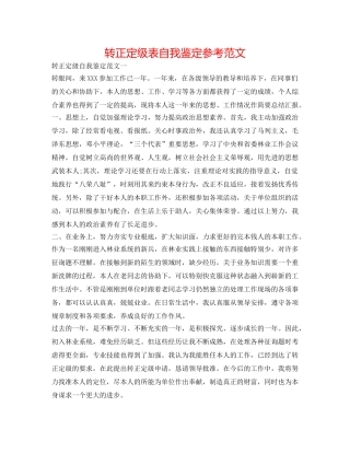 转正定级表自我鉴定参考范文 