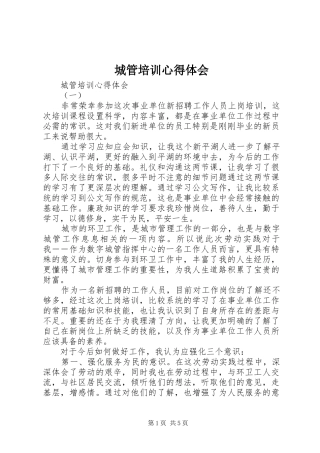 城管培训体会心得