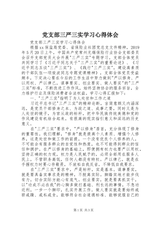 党支部三严三实学习体会心得