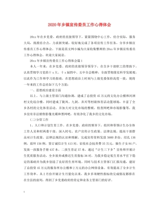 2024年乡镇宣传委员工作心得体会 