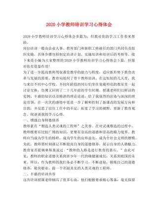 2024小学教师培训学习心得体会 