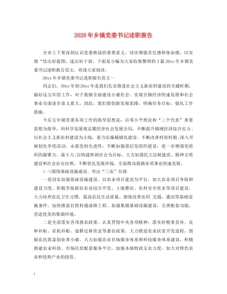 2024年乡镇党委书记述职报告 