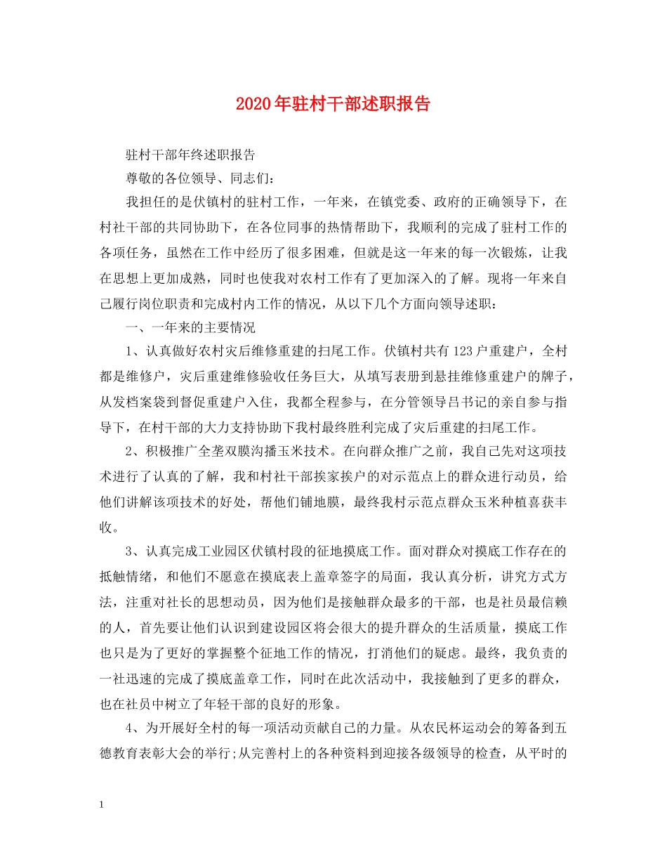 2024年驻村干部述职报告 _第1页